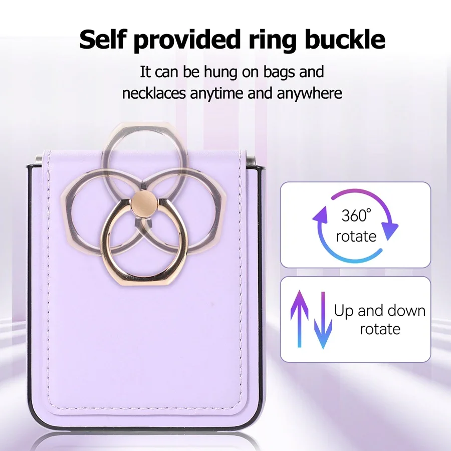 Suitable For Samsung Z Flip 3/Z Flip 4 Folding Solid Color Ring Folding Screen Phone Case