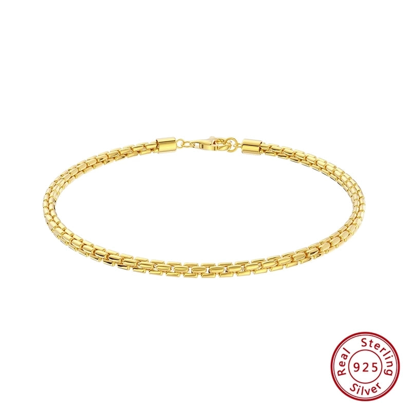 Minimalist Solid Color 925 Sterling Silver 14K Gold Plated Men’s Bracelets