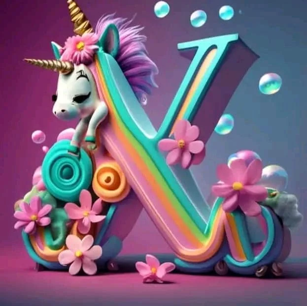 Diamond Painting - Full Round Drill - Unicorn Alphabet(Canvas|30*30cm)