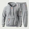 Men's 2 Pieces Sweatsuit Quarter-Zip Hoodie and Cargo Joggers Tracksuit Set by Inlyline