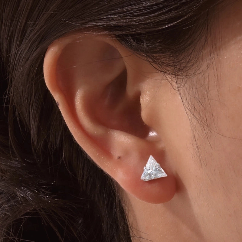 1 Pair Minimalist Triangle 304 Stainless Steel Zircon 18K Gold Plated Ear Studs