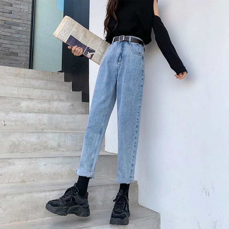 Toloer Toloer Female 2024 New Autumn Korean Version Loose Straight Versatile Radish High Waist Show Thin Dad Pants Tide-Outfit Ideas