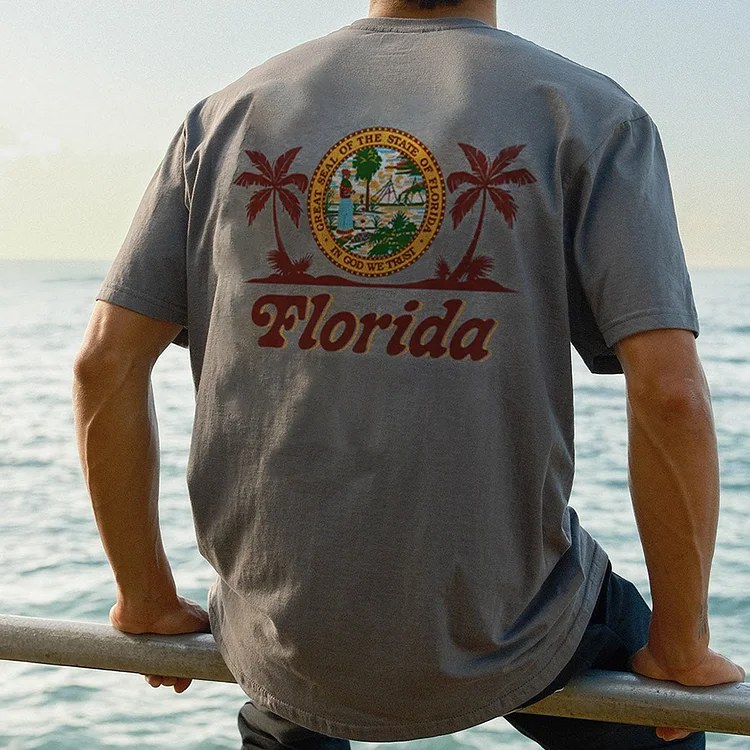 Men's Vacation Beach Print Short Sleeve T-Shirt 2ec9