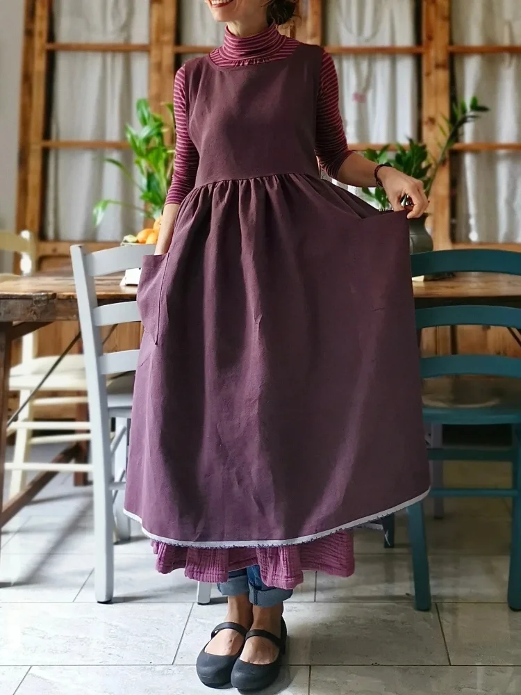 Plum Colored Linen Apron
