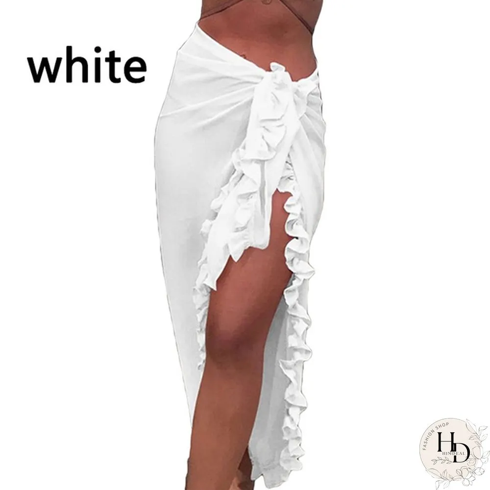 Women Fashion Summer Beach Ruffles Bikini Cover Up Chiffon Wrap Skirts