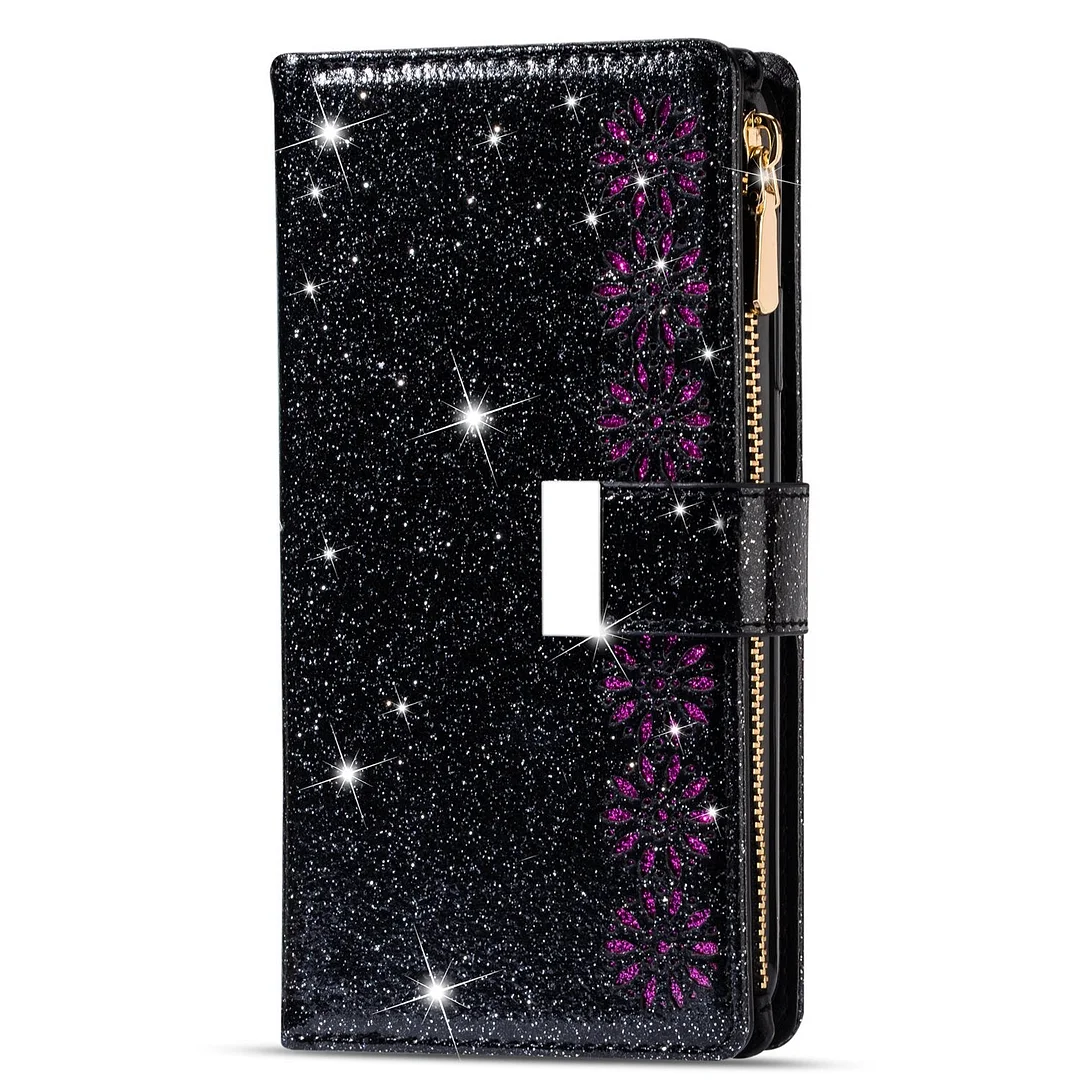 Glitter Case For iPhone 12 mini 12 11 Pro Max XR XS SE 2020 Bling Leather Wallet Cards Stand Flip Cover For 6 6s 7 8 Plus Cover