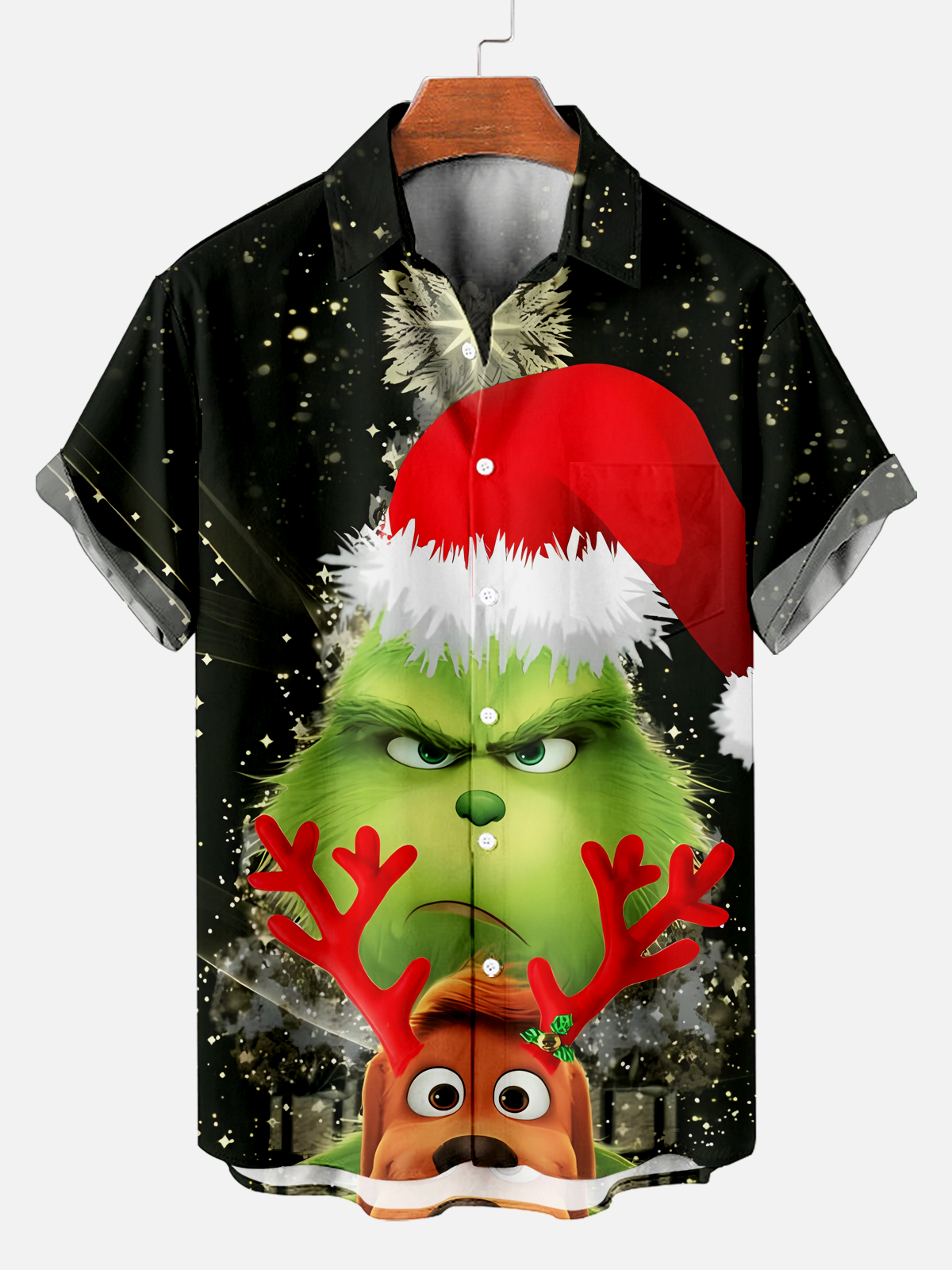 Men revisit classic Christmas character print shirt PLUSCLOTHESMAN