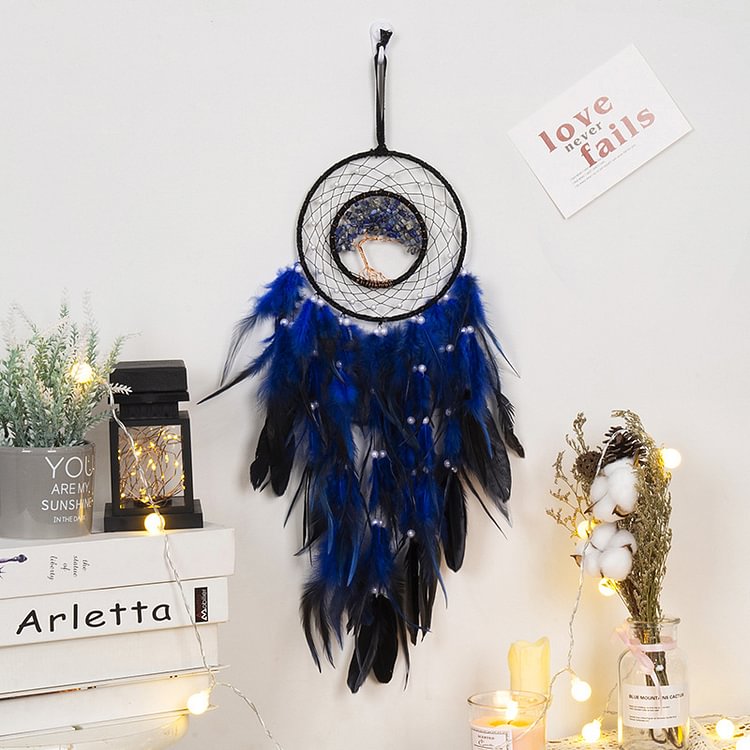 Blue Black Tree of Life Dream Catcher