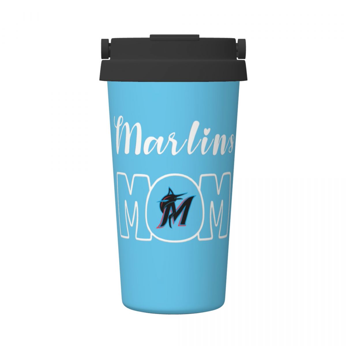 Miami Marlins Mom 16oz Vacuum Stainless Steel Tea Tumbler with Lid and Handle