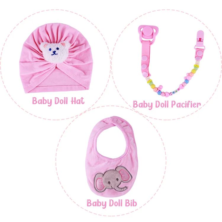 17"- 22" Pink Love Cute Pacifier 4 Pieces Set Clothing Accessories Suitable for Reborn Baby Doll🐰：Realistic Reborn Baby Dolls By Rsgdolls®