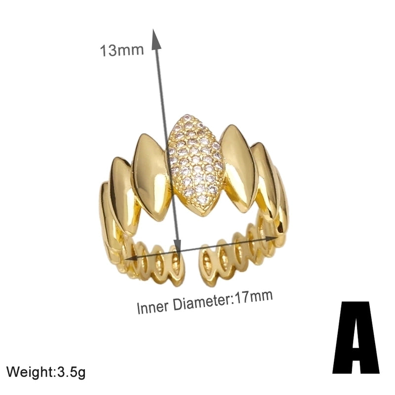 Modern Style Minimalist Star Copper Plating Inlay 18K Gold Plated Zircon Rings