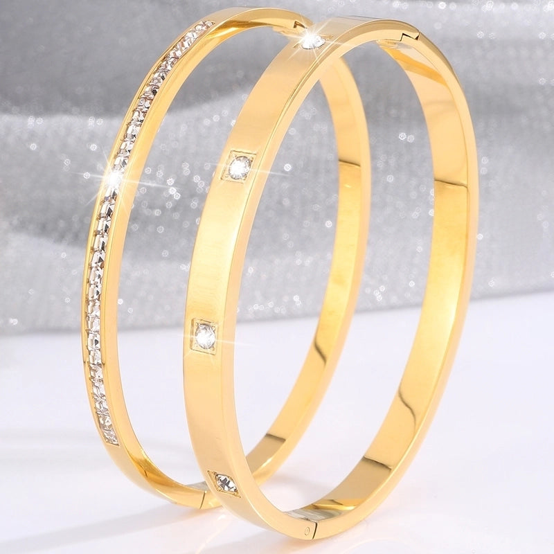 Elegant French Style Classic Style Solid Color 304 Stainless Steel Bangle In Bulk