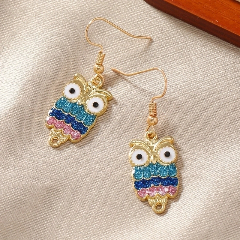1 Pair Shiny Owl Alloy Gold Plated Drop Earrings