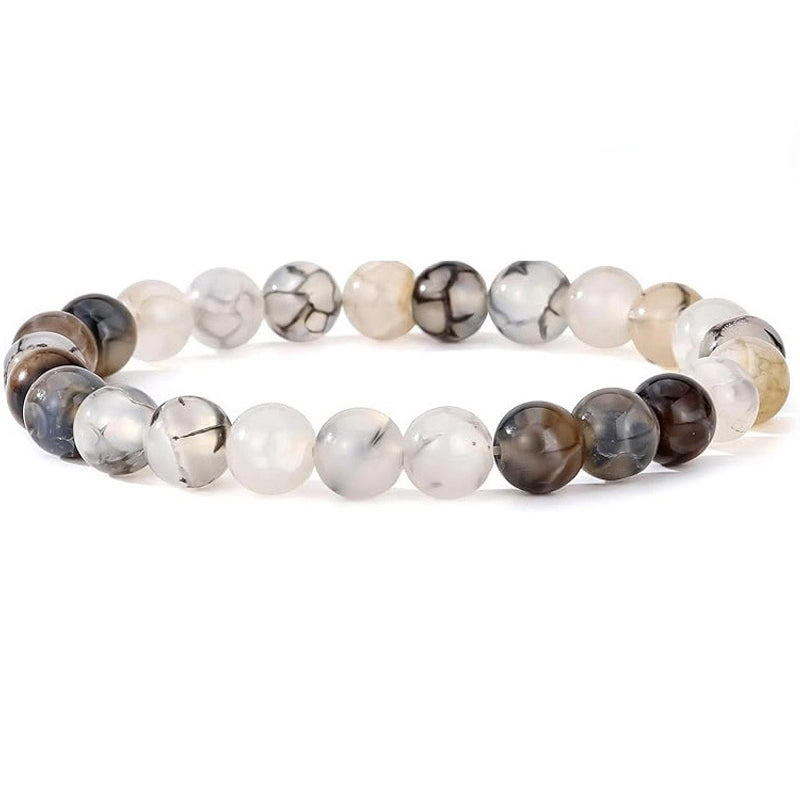 8mm Semi-Precious Stone Beaded Bracelet Men Women Tiger Eye Lava Gift Crystal Beaded Bracelet