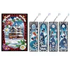 (US Local)Christmas House A5 Size Diamond Painting Notebook Set with 4Pcs Bookmark Gift