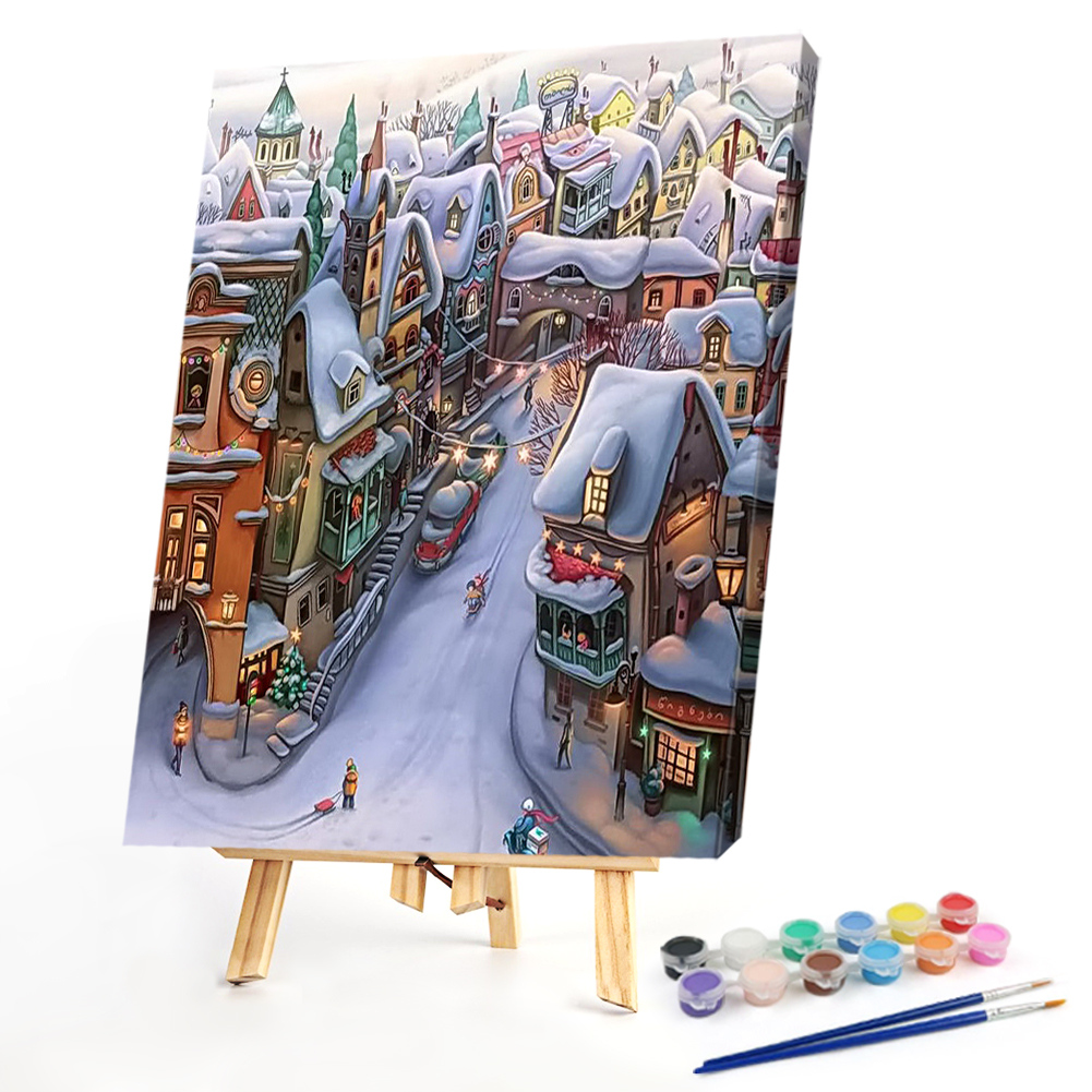 

40*50CM - Paint By Numbers - Snow Town, 501 Original