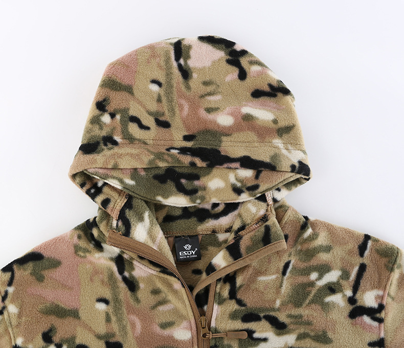 Men’s Hooded Zippered Hiking Fleece Jacket with Warm Liner