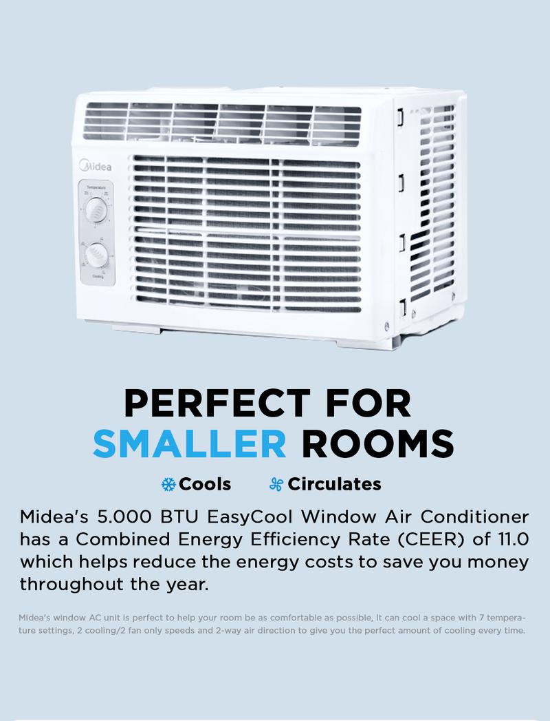 Product Introduction of Midea 5,000 BTU EasyCool Small Window Air Conditioner - Cool up to 150 Sq. Ft. with Easy-to-Use Mechanical Controls and Reusable Filter, Back to School, Gift, Perfect for Small Bedroom, Living Room, Home Office, Deals for you Days, gift 1