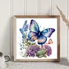 Flowers Butterfly-Full Embroidery 3 strands 11CT Stamped Cross Stitch-40*40CM