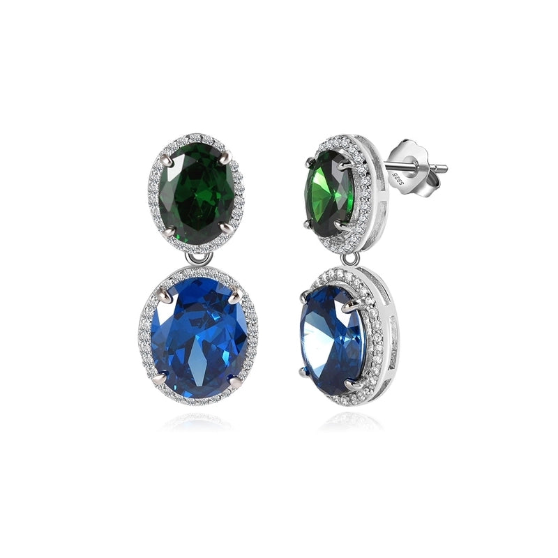 White Gold Plated Silver Plated 925 Sterling Silver Zircon 925 Sterling Silver Earrings Round Heart Shape Rhombus Earrings