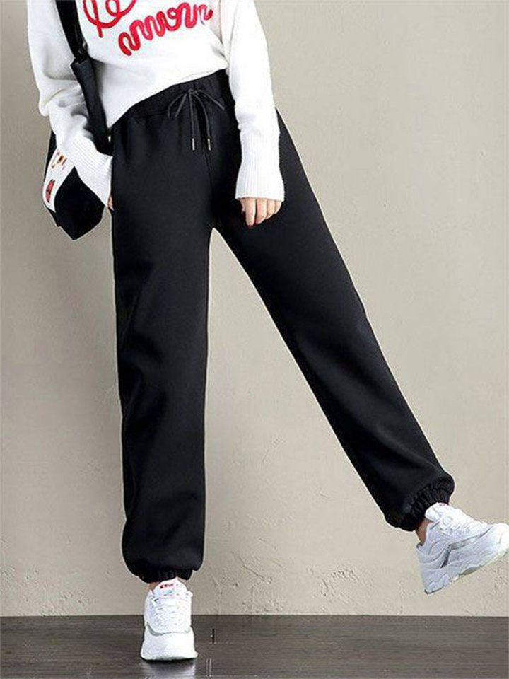Women's Sweatpants Joggers Fleece Pants Fleece lined Pink Grey Black Mid Waist Hip-Hop Athleisure Leisure Sports Weekend Side Pockets Micro-elastic Full Length Comfort Plain S M L XL XXL