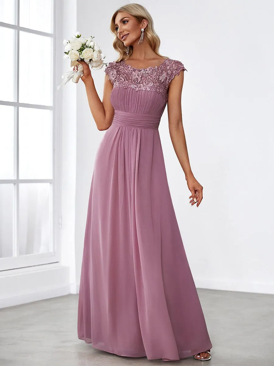 Sophisticated Lace Detail Evening Gown