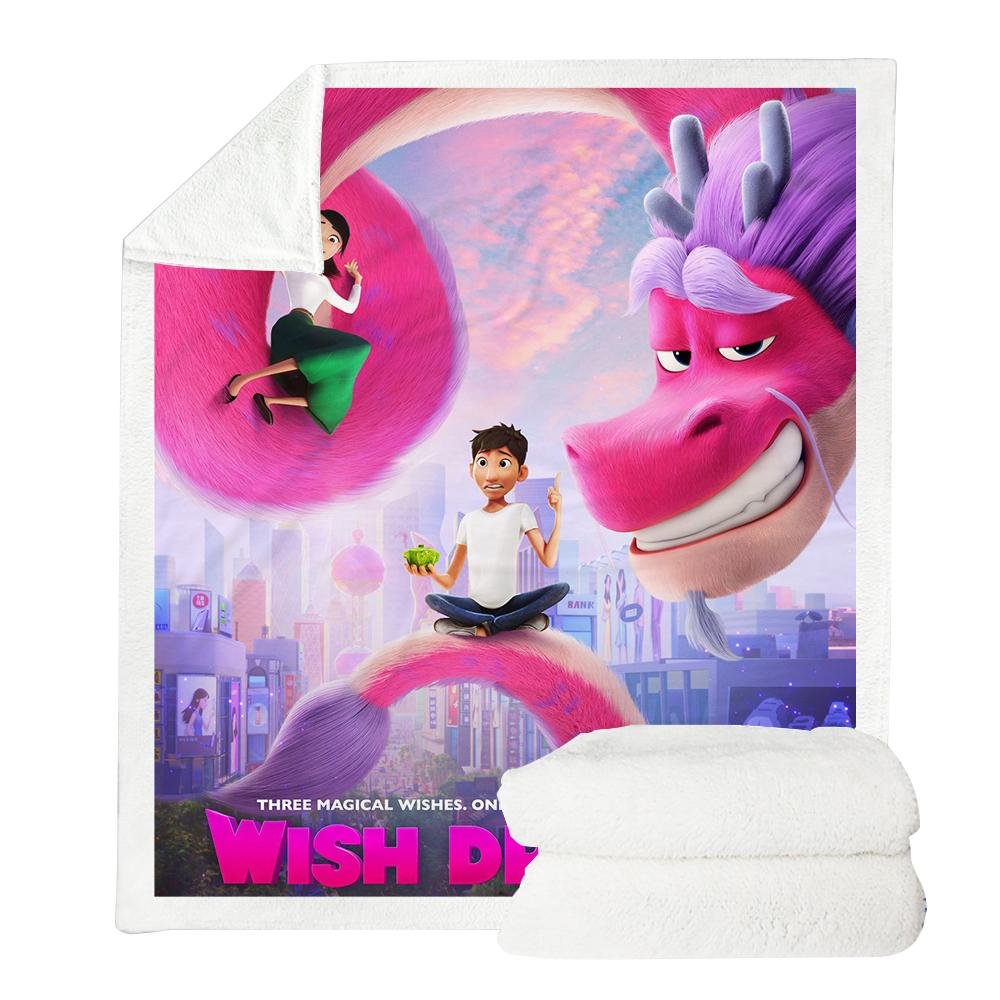 Wish Dragon Throw Blanket Fleece Soft Chair Blanket for Home Office Lounge Use