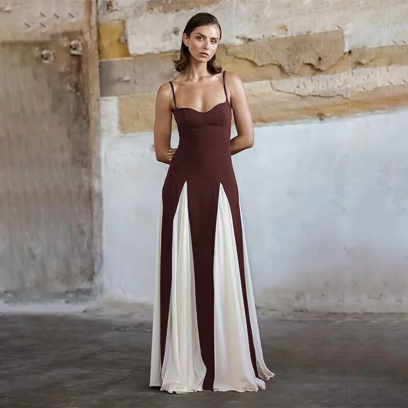 Uveng Uveng Women's Fall 2024 New Fashion Temperament Elegant Sexy Royal Sister Slim Bump Color Halter Dress