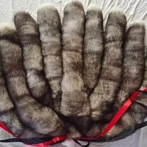 pornhint Pornhint Black gray Nine tails Fox Tail Cosplay Anime Sexy Cute Animal Furry Mature Fox Tail Butt Plug Real Fox Tail White