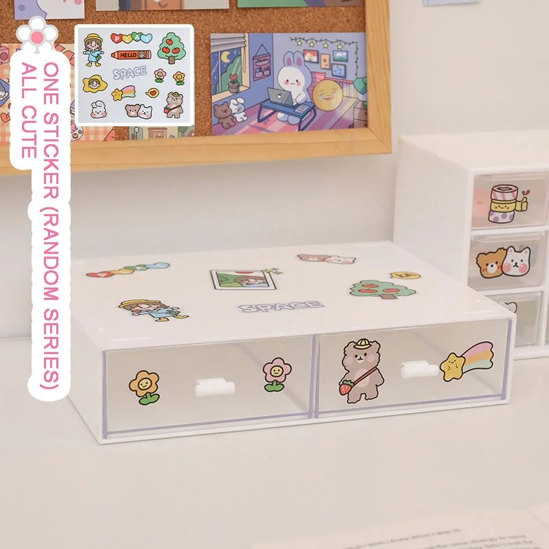W&G Ins Drawer Type Desktop Storage Box Transparent Student Dormitory Miscellaneous Cosmetics Rack Desk Kawaii Organize Box 2021