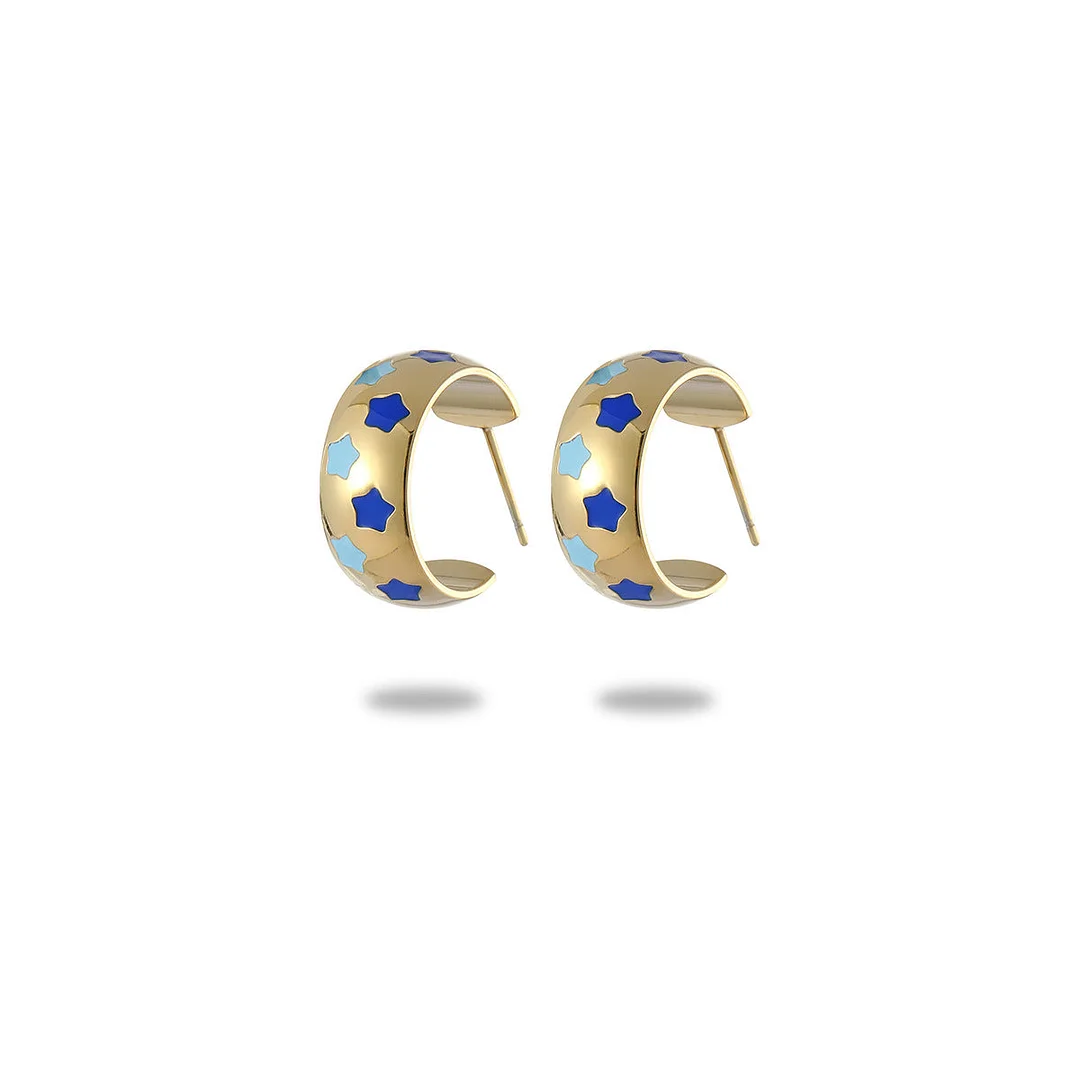 Valentine'S Day Blue Love Heart Titanium Steel Earrings Stainless Steel Earrings