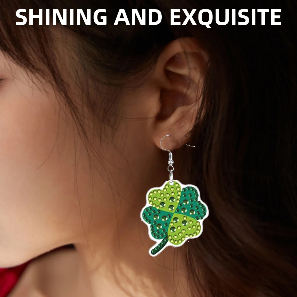 12 Pairs Leaves DIY Diamond Art Earrings Double Sided Diamond Painting Earrings