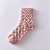 3D Jacquard Pink Flower Medium Tube Women Socks