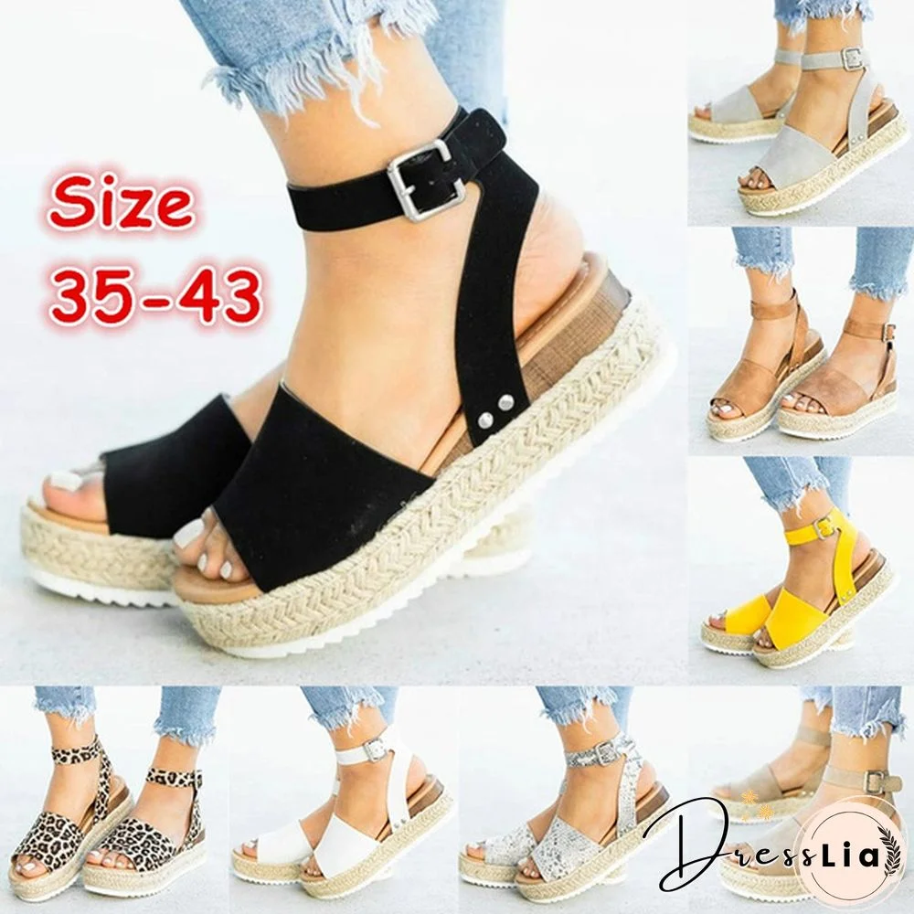 Women Fashion Casual Shoes Breathable Sandals Summer Ankle Strap Sandals Plus Size 35-43