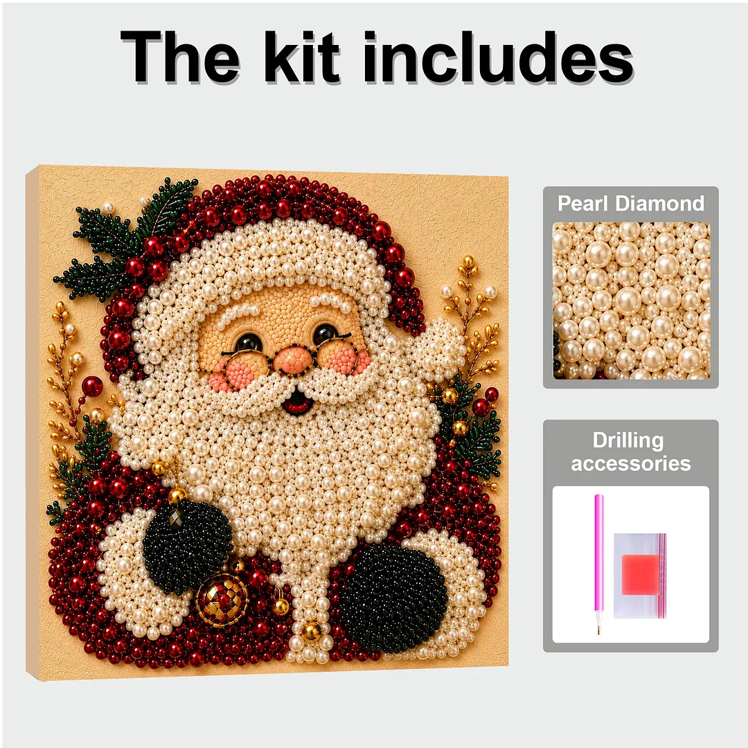 Pearl Painting Kit for Adults Framed Christmas Santa