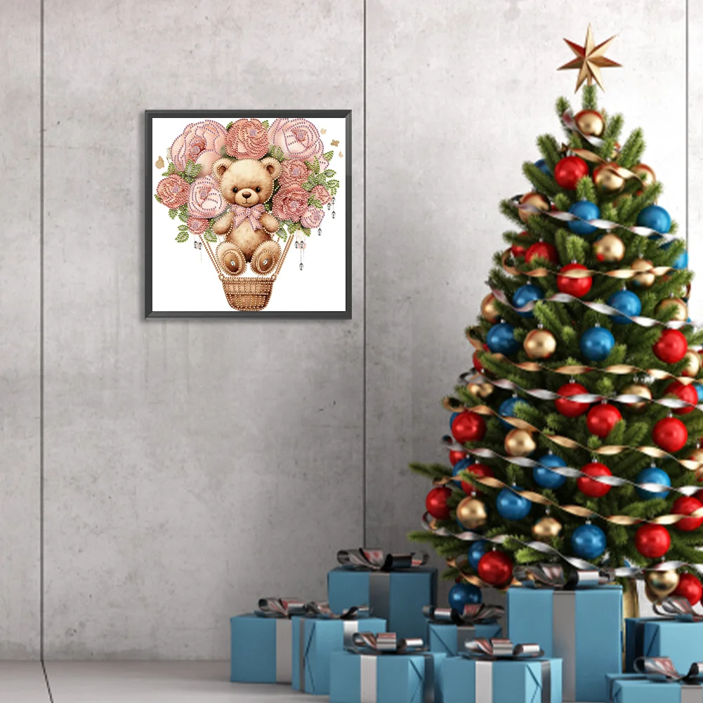 Diamond Painting - Partial Special Shaped Drill - Flower Balloon Bear(Canvas|30*30cm)