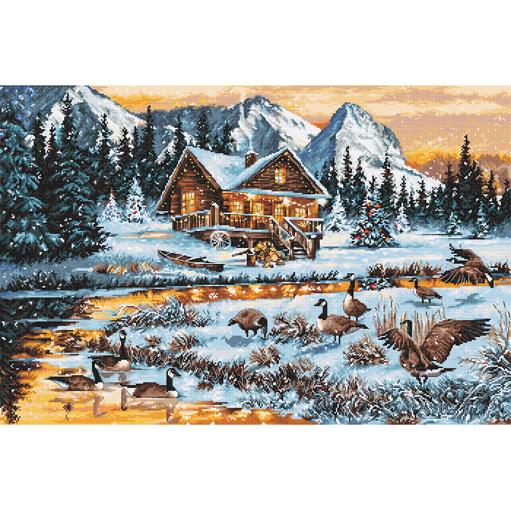 

Snow Scene - 11CT Stamped Cross Stitch - 45*60CM (Big Size), 501 Original