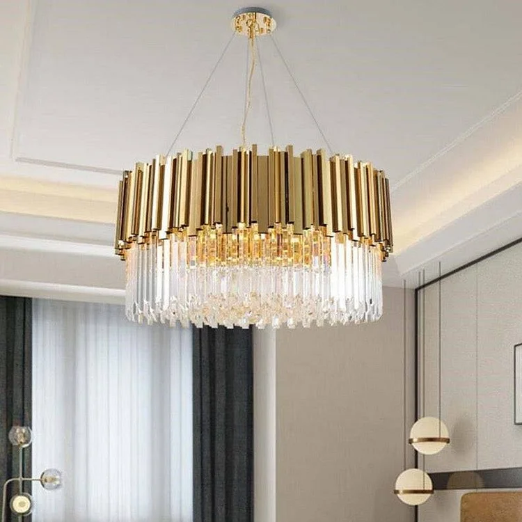 Luxury Round Gio Gold Plated Crystal Dining Chandelier Modern