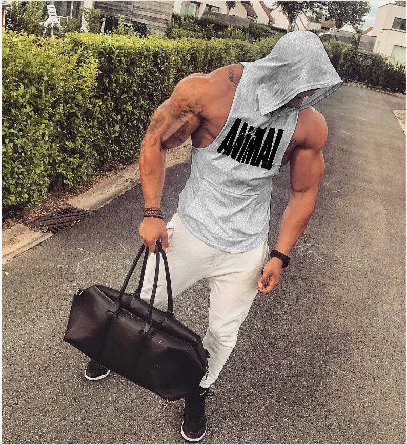 Aonga 2025 New Men Bodybuilding Cotton Tank Top Gyms Fitness Hooded Vest Sleeveless Shirt Summer Casual Fashion Workout Brand Clothing aonga