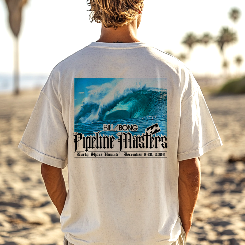 Beach Outdoors Surf Pipeline Masters Graphic White T-Shirt For Men