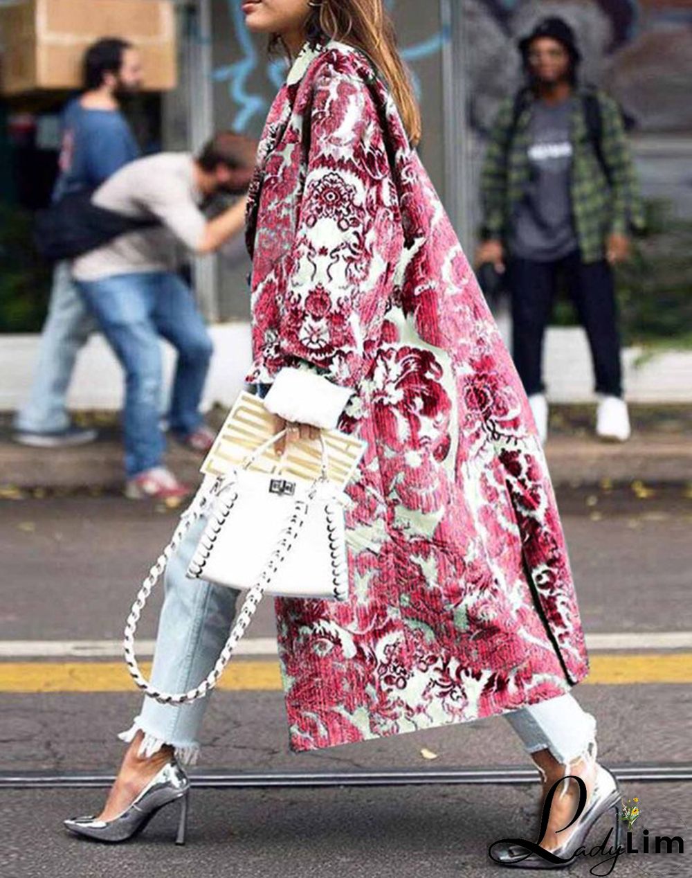 Fall Women's Long Sleeve Turndown Collar Jacket Printed Coat