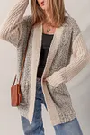 Women's Color Block Side Pockets Open Front Cardigan