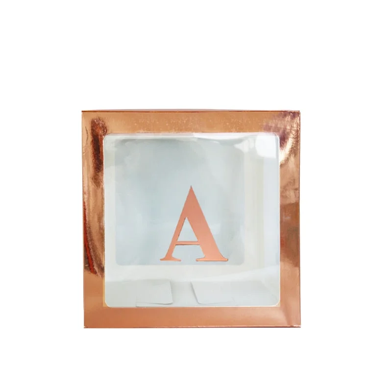 Rose Gold Transparent Letter A-Z Box Custom Baby Name Balloon Baby Shower Box Girl First 1st Birthday Party Decor Kids Babyshowe
