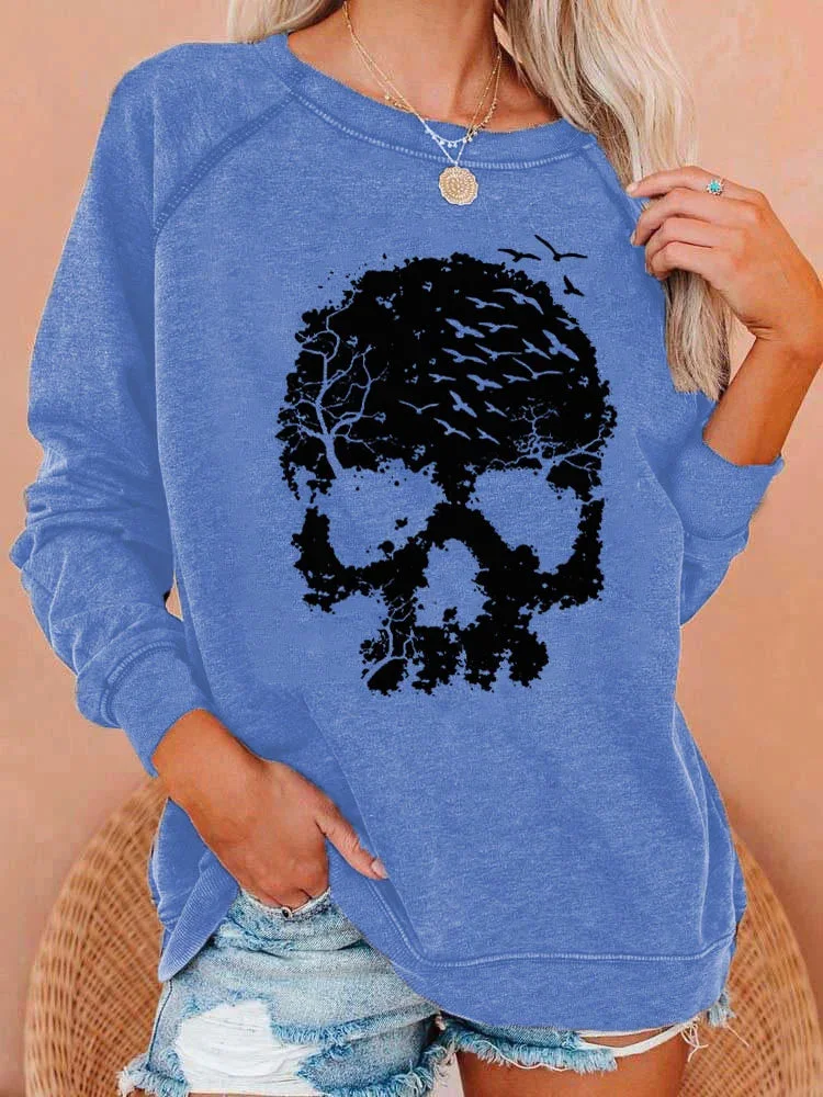 Women's Skull Print Casual Sweatshirt socialshop