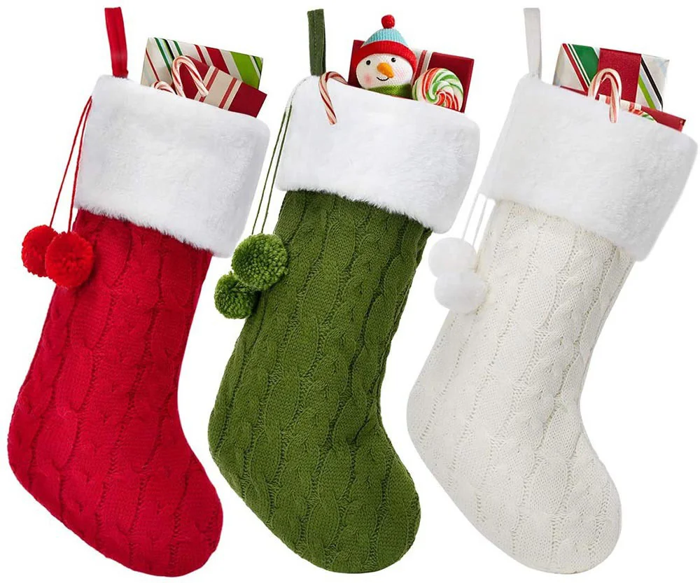 Christmas Accessories Set Thick Wool Knitted Christmas Socks