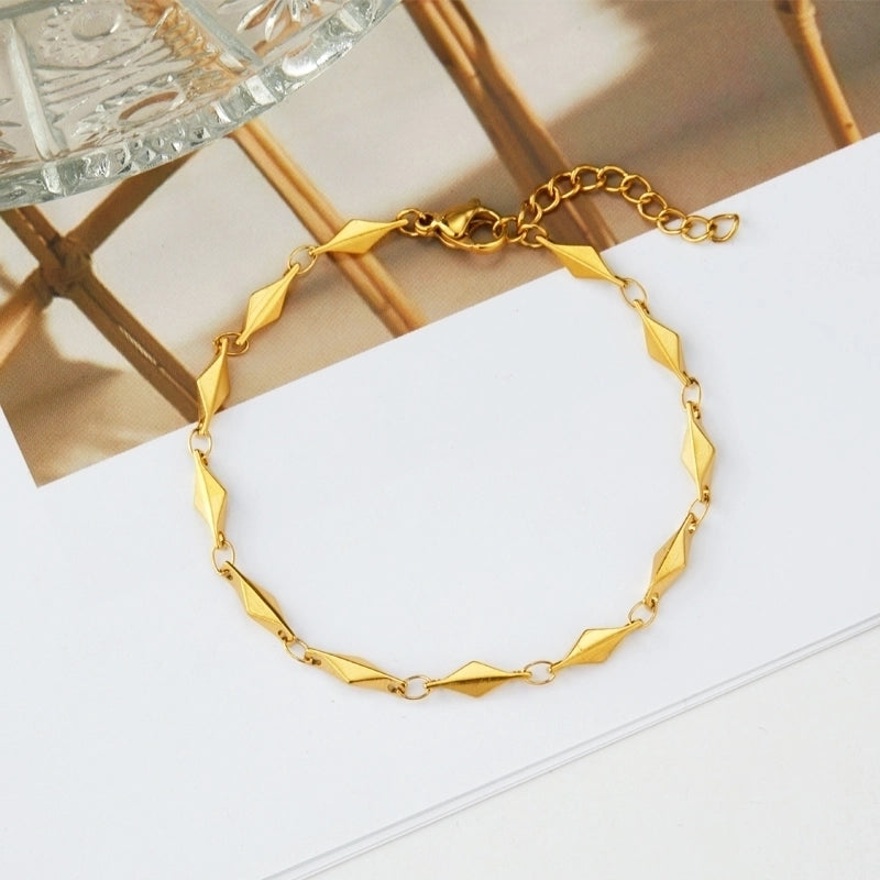 Minimalist Commute Solid Color 304 Stainless Steel None 18K Gold Plated Bracelets Necklace