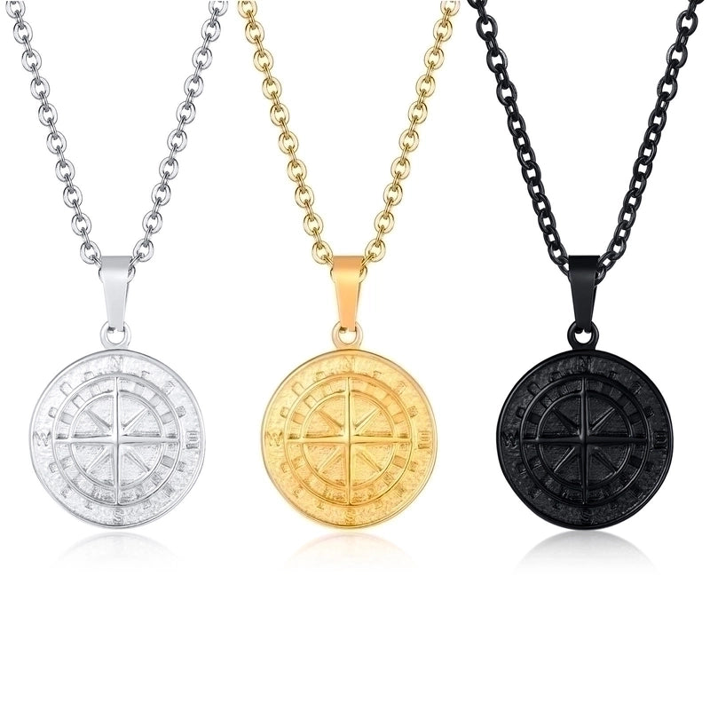 Hip-hop Coin Titanium Steel Men’s Pendant Necklace