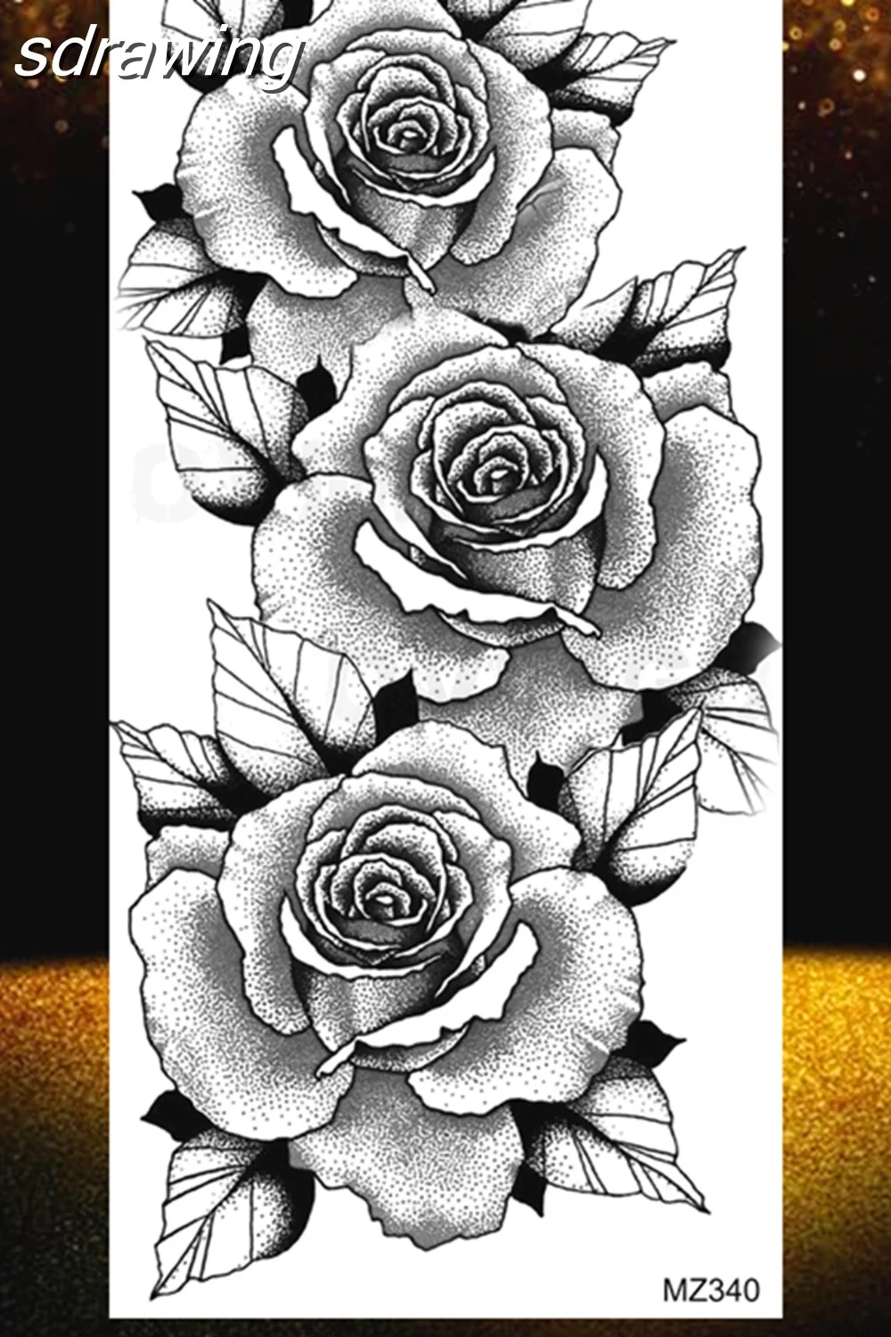  Black Rose Flower Temporary Tattoos Fake Waterproof Tatoo Body Art Arm Leg Floral Peony Bloosom Tattoo Stickers Makeup 928-0
