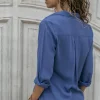 Gioiacombo™ Camicia in chiffon con bottoni scollo a V