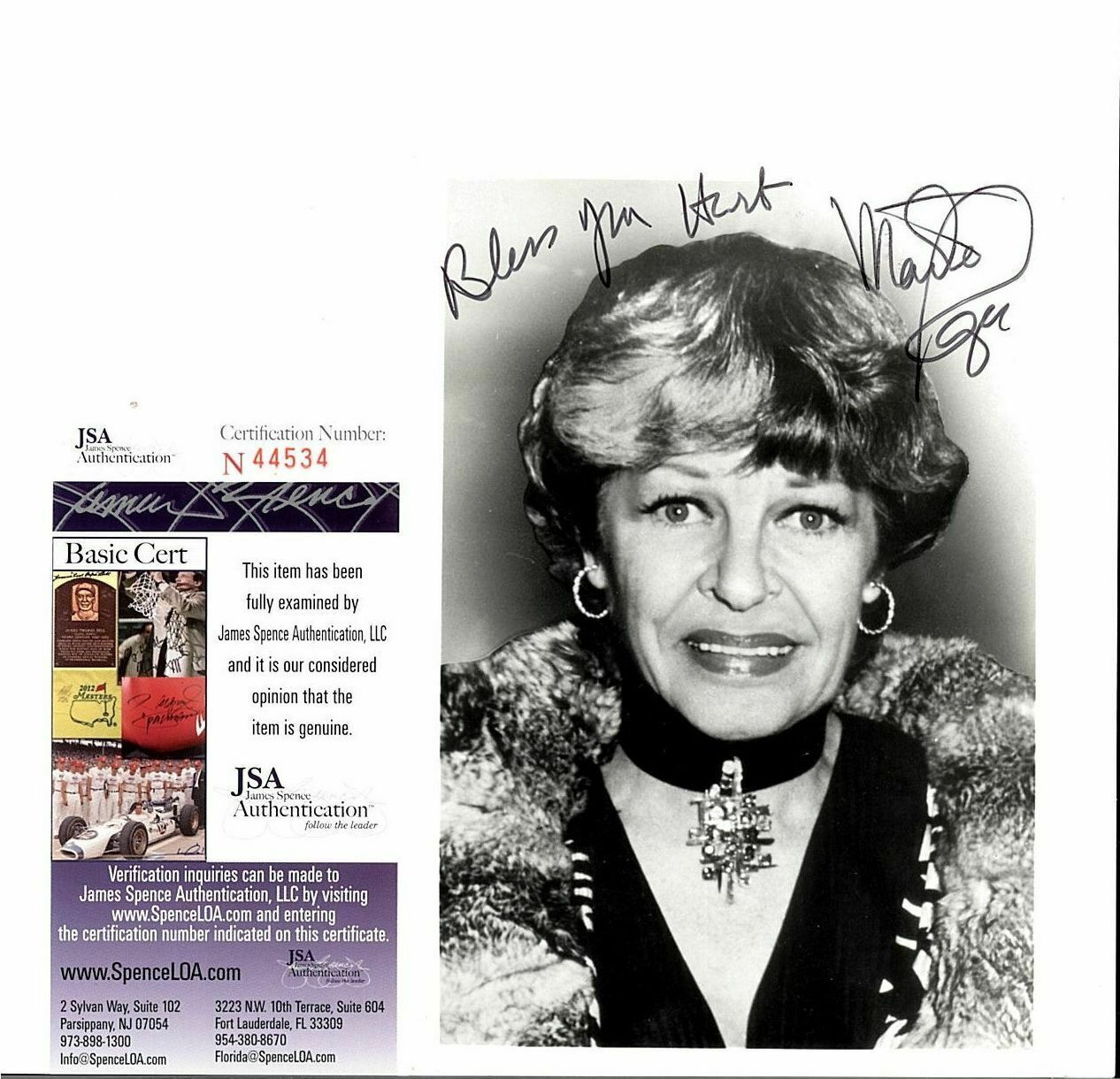 MARTHA RAYE (DECEASED) OSCAR WINNER INSCRIBED SIGNED 5X7 JSA COA #N44534